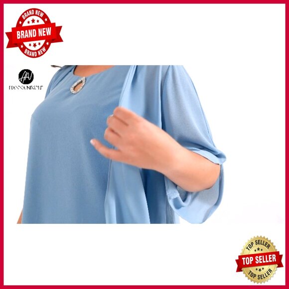 Elegant Chiffon Pant Set with Rhinestone Tank and Shrug for Wedding Guest - Picture 7 of 7